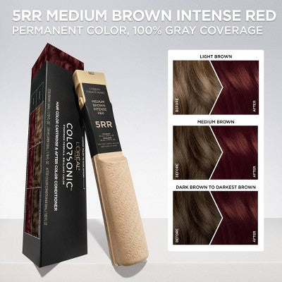 L'Oreal Paris Colorsonic Ammonia Free Permanent Hair Color Cartridge Device Sold Separately Medium Brown Intense Red 5 RR - Imperfect Box