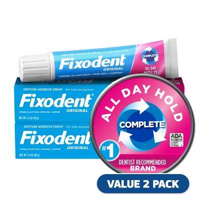 Fixodent Complete Original Denture Adhesive Cream 2.4oz/2pk - Imperfect Box