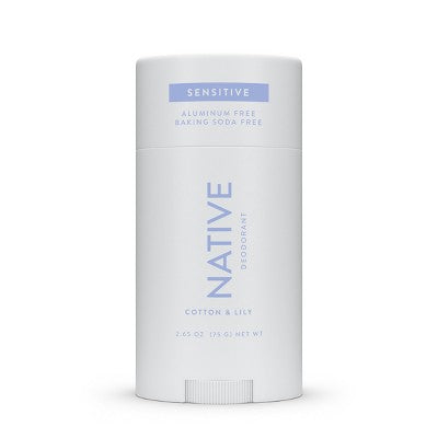 Native Sensitive Solid Deodorant for Women & Men Cotton & Lily Aluminum & Baking Soda Free 2.65oz - New