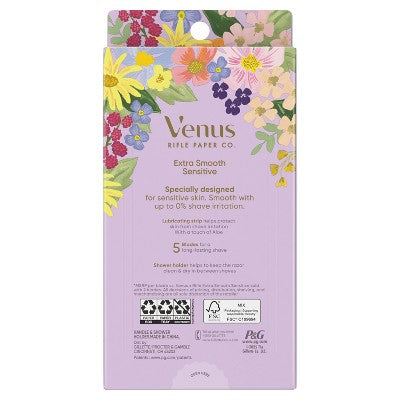 Rifle Paper Co. + Venus Women's Deluxe Smooth Sensitive Razor + 4 Refills - Imperfect Box