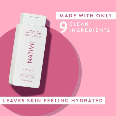 Native Body Wash Vanilla & Cactus Flower Sulfate Free 18 fl oz - Imperfect Container