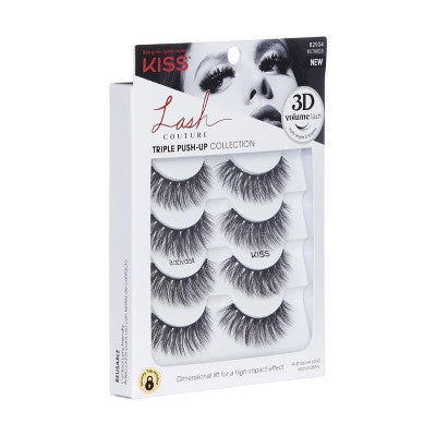 KISS Products Lash Couture 3D Push-Up False Eyelashes Babydoll 4ct - New