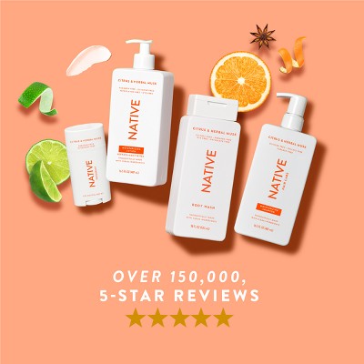 Native Body Wash for Men & Women Citrus & Herbal Musk Sulfate Free with Pump 36 fl oz - Imperfect Container