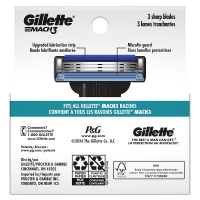 Gillette Mach3 Men Razor Blade Refills 4ct - New