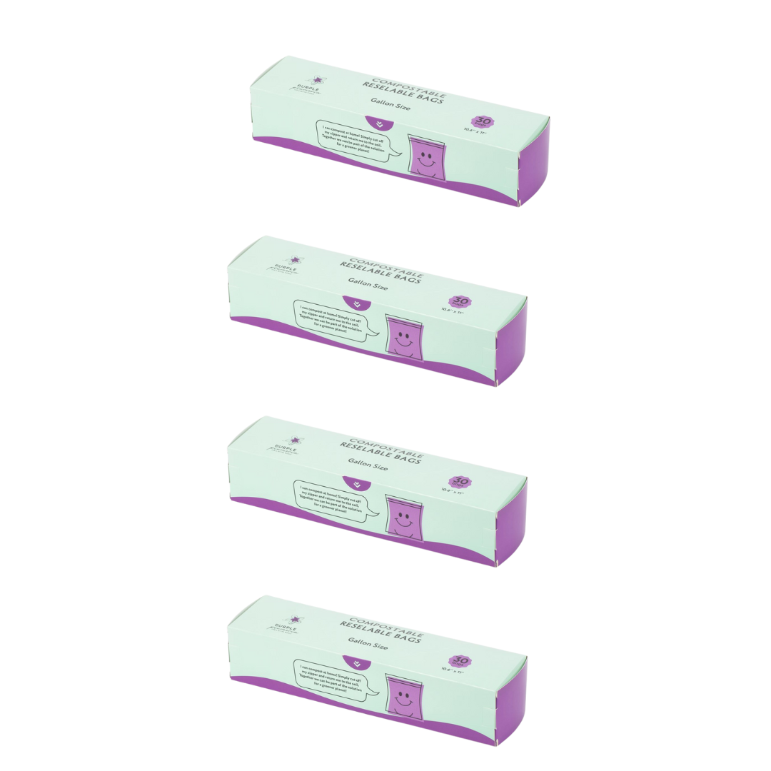 Compostable Resealable Bags. Eco-Friendly & Durable. Snack, Sandwich, Quart & Gallon Sizes