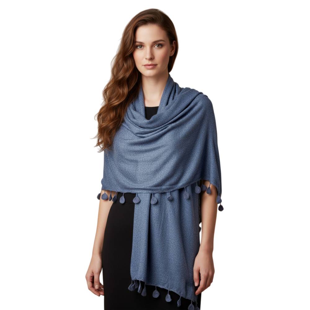 Crochet Coins Lace Tassels Oblong Scarf Shawl
