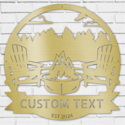 Lake Scene Metal Sign - Personalized Gifts - Custom Campfire and Camper Decor Sign