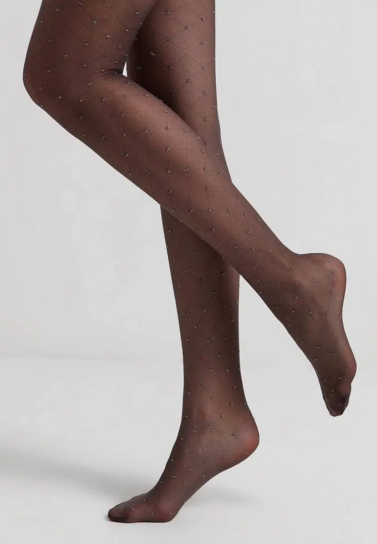 Conte Lusso 20 Den - Fantasy Thin Women's Tights with diamond pattern & lurex polka dots (20С-92СП)