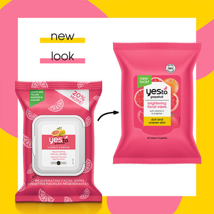 grapefruit brightening facial wipes with vitamin C to brighten dull and uneven skin – 30ct