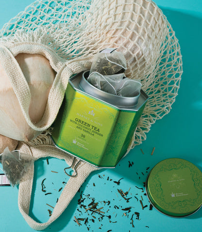 Green Tea with Coconut, Ginger and Vanilla, HRP Tin of 30 Sachets