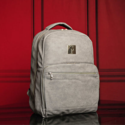 Grey Leather Commuter Bag