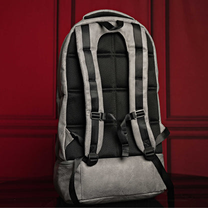 Grey Leather Carry-On Patented Backpack