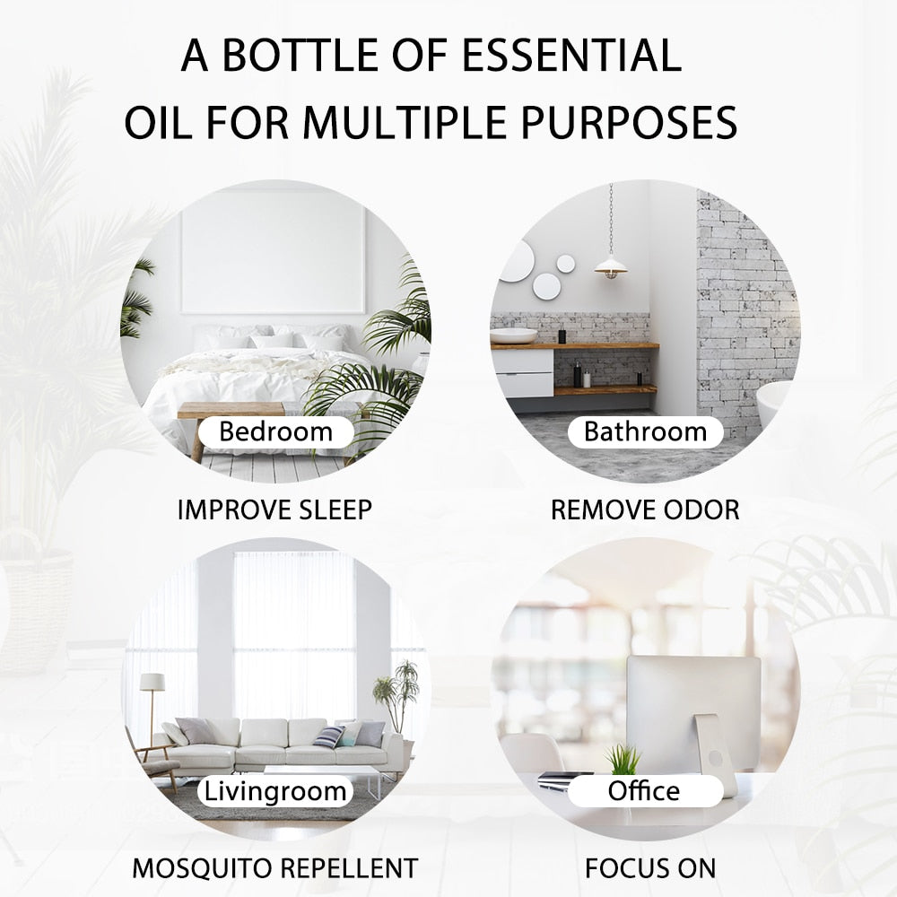 3.38Oz 100ml Lavender Essential Oil Diffuser Pure Natural Plant Essential Oils Vanilla Mint Lemon Tea Tree Citronella Aroma