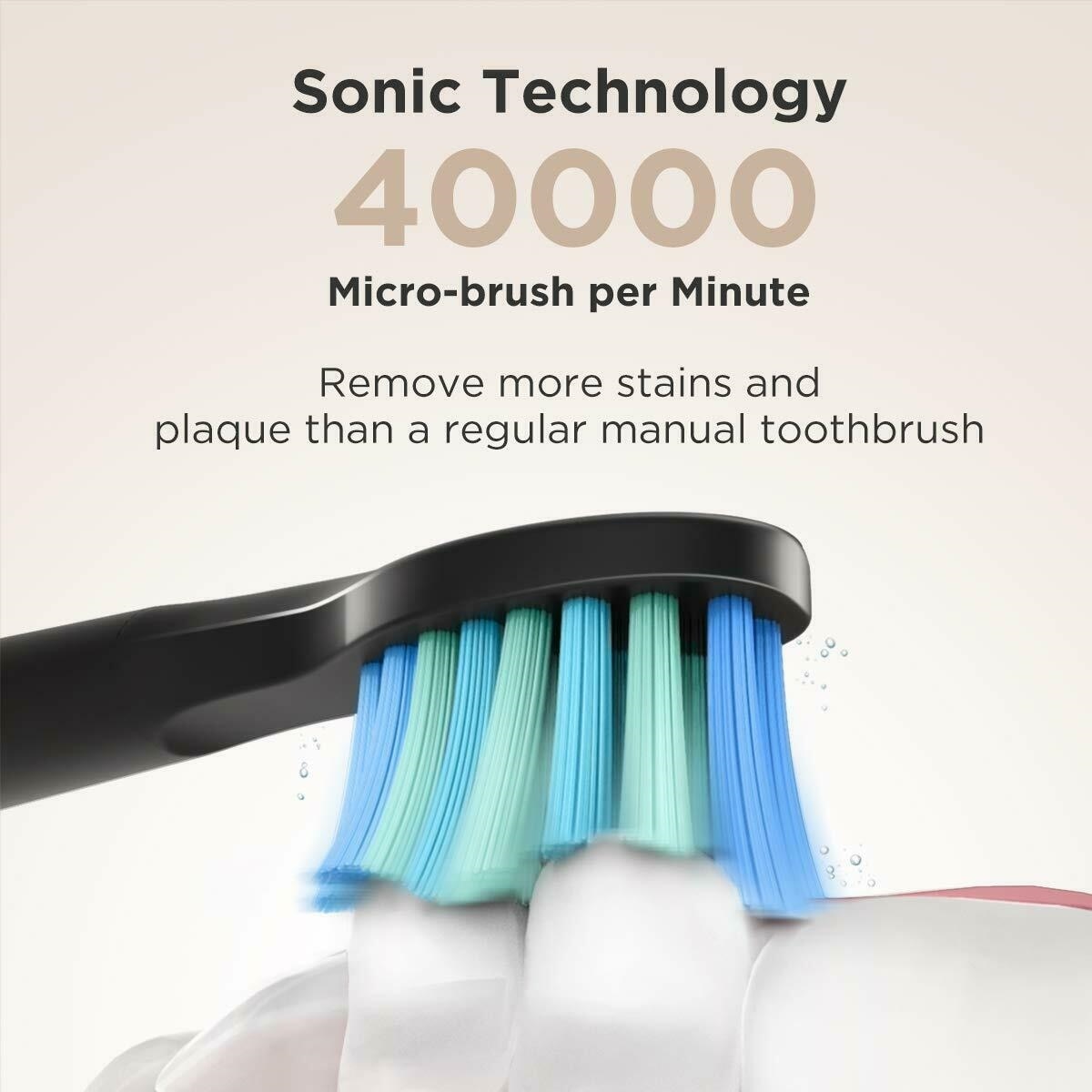 Fairywill Electric Toothbrushes for Adults Kids 5 Modes Smart Timer Rechargeable Whitening Sonic Toothbrush with 10 Brush Heads