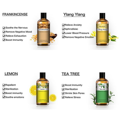 3.38Oz 100ml Lavender Essential Oil Diffuser Pure Natural Plant Essential Oils Vanilla Mint Lemon Tea Tree Citronella Aroma