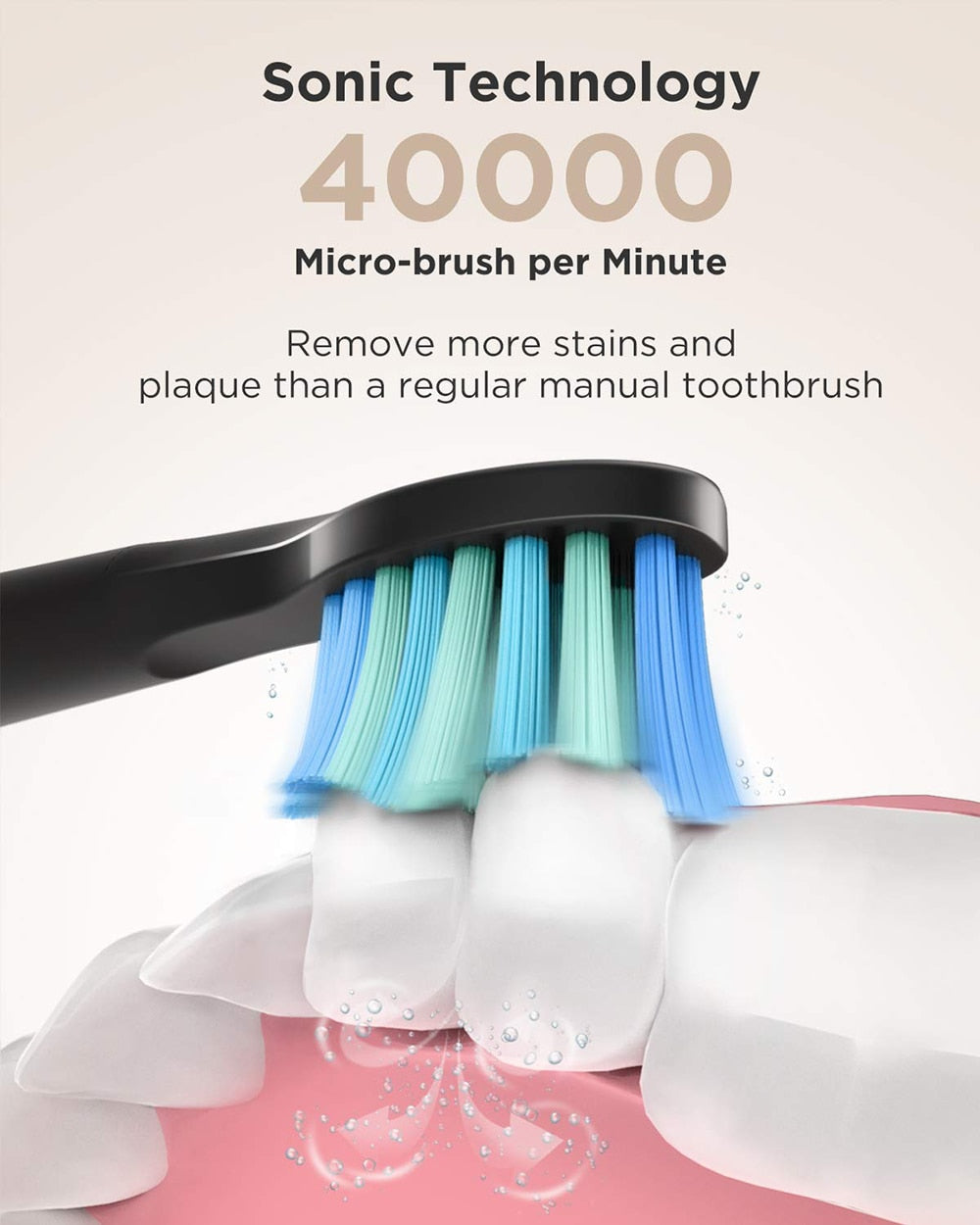 Fairywill FW-508 Sonic Electric Toothbrush Rechargeable Timer Brush 5 Modes Fast Charge Tooth Brush 8 Brush Heads for Adults