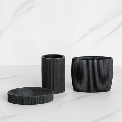 Sleek Black Bathroom Set: Soap Dispenser, Toothbrush Holder, Tumbler, Soap Dish, Mouthwash Cup, Toilet Brush Holder