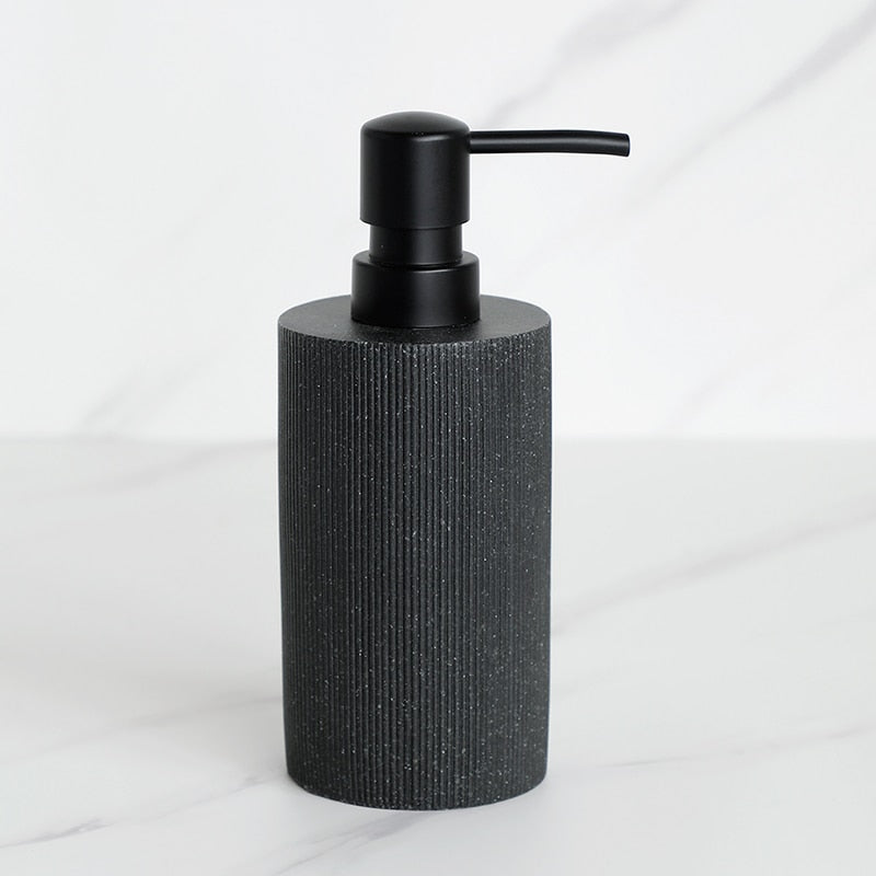 Sleek Black Bathroom Set: Soap Dispenser, Toothbrush Holder, Tumbler, Soap Dish, Mouthwash Cup, Toilet Brush Holder