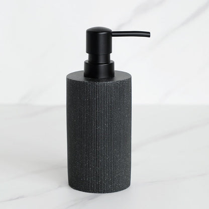 Sleek Black Bathroom Set: Soap Dispenser, Toothbrush Holder, Tumbler, Soap Dish, Mouthwash Cup, Toilet Brush Holder