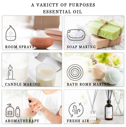 28pcs Pure Natural Essential Oils Gift Set Massage Shower Diffuser Aroma Oil Lavender Vanilla Sage Jasmine Rose Stress Relief