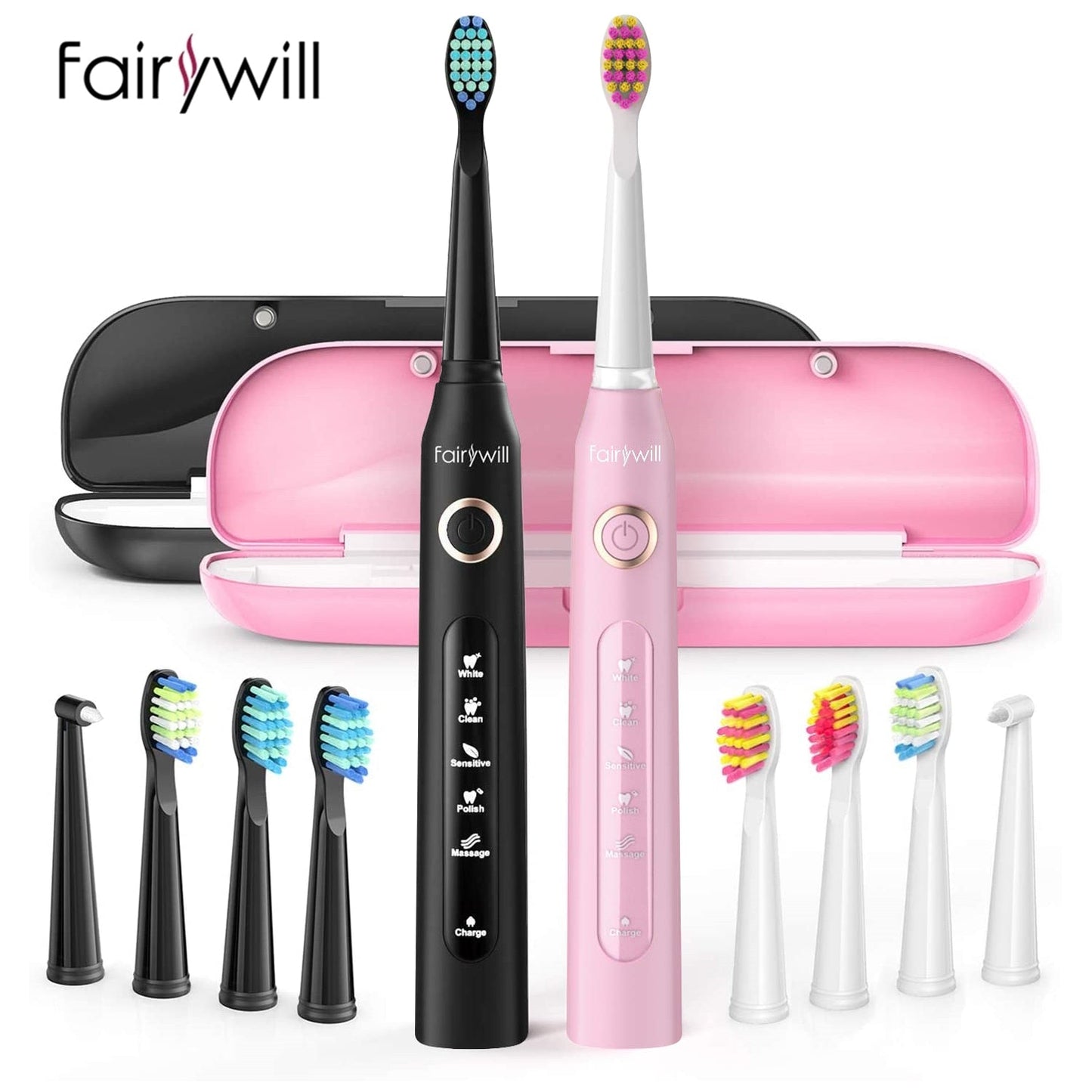 D7 Sonic Electric Toothbrushes with 5 Modes, Smart Timer, Rechargeable, and 8 Super Whitening Toothbrush Heads for Adults and Kids