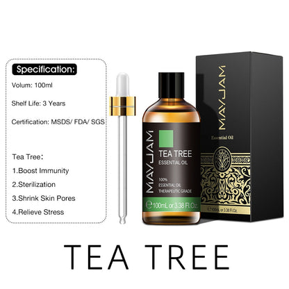 100ml Pure Natural Tea Tree Sandalwood Essential Oils Diffuser Plant Lavender Mint Vanilla Rosemary Eucalyptus Essential Oil