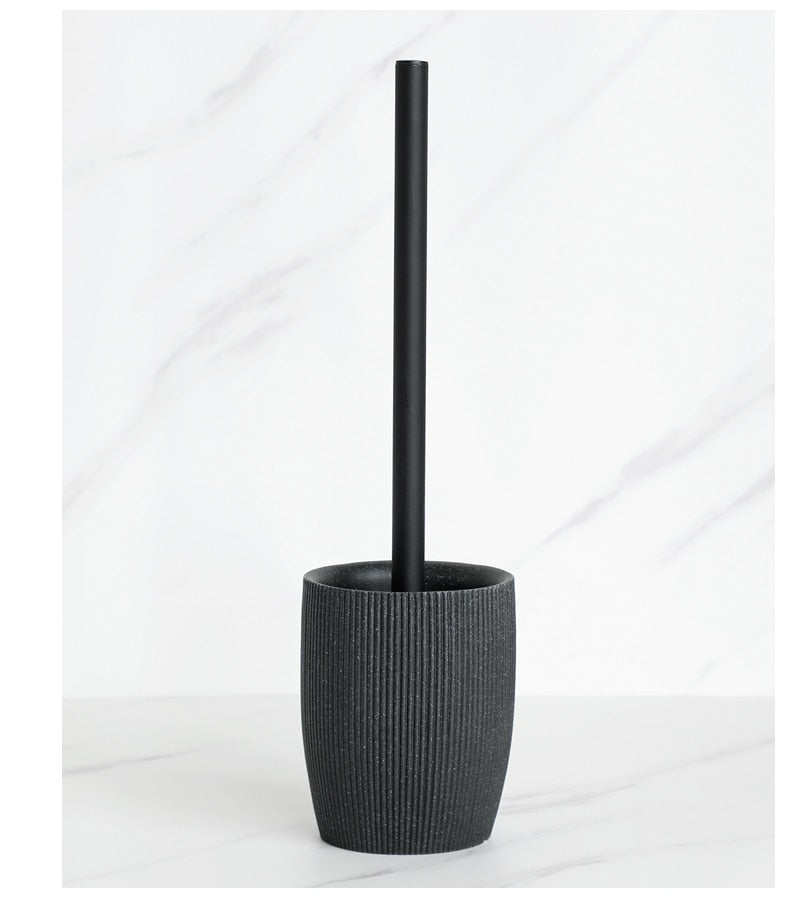 Sleek Black Bathroom Set: Soap Dispenser, Toothbrush Holder, Tumbler, Soap Dish, Mouthwash Cup, Toilet Brush Holder