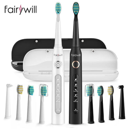 Fairywill FW-508 Sonic Electric Toothbrush Rechargeable Timer Brush 5 Modes Fast Charge Tooth Brush 8 Brush Heads for Adults