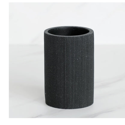 Sleek Black Bathroom Set: Soap Dispenser, Toothbrush Holder, Tumbler, Soap Dish, Mouthwash Cup, Toilet Brush Holder