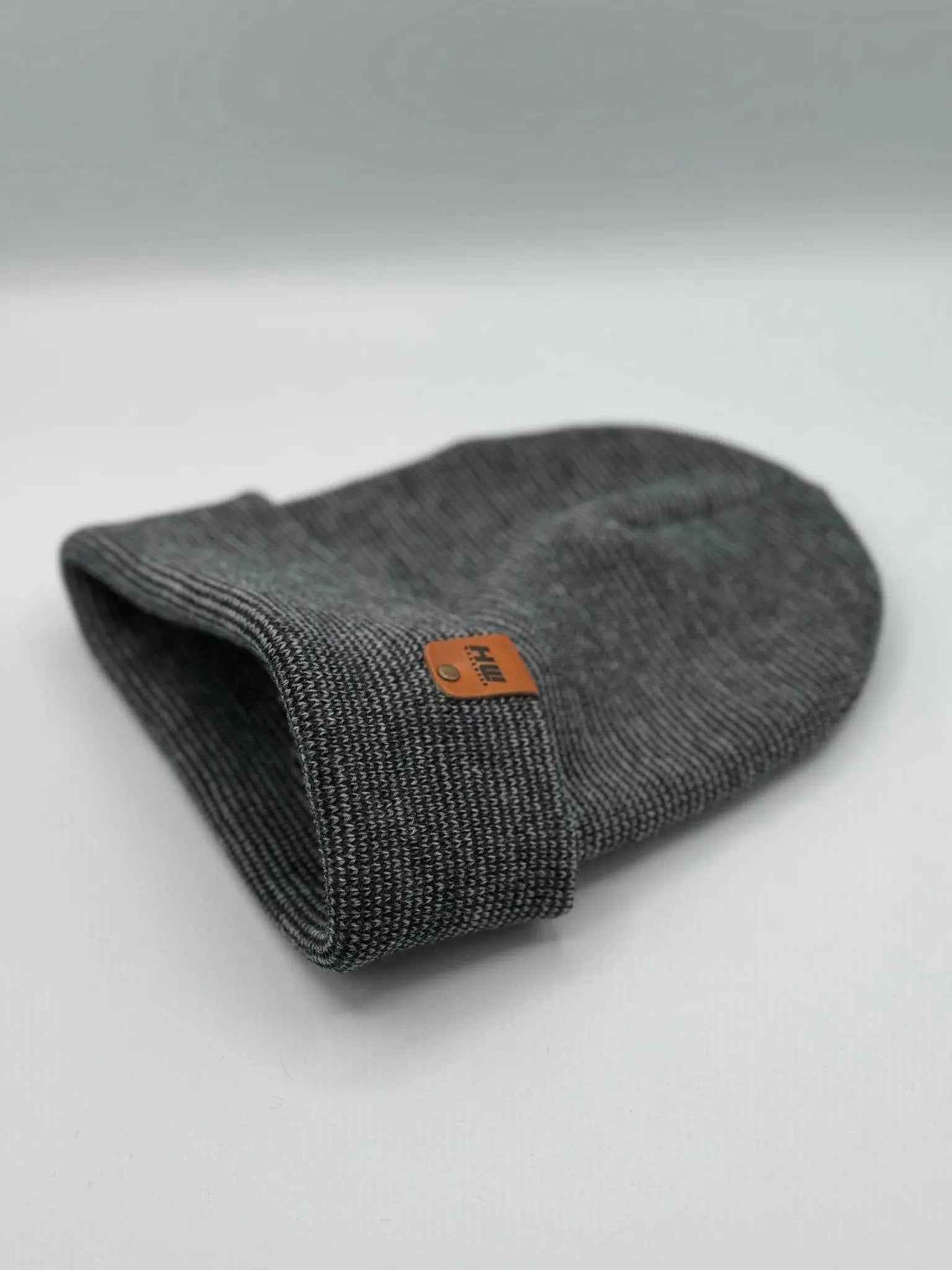 Classic Fusion Cuffed Beanie, Gray and Denim Blue