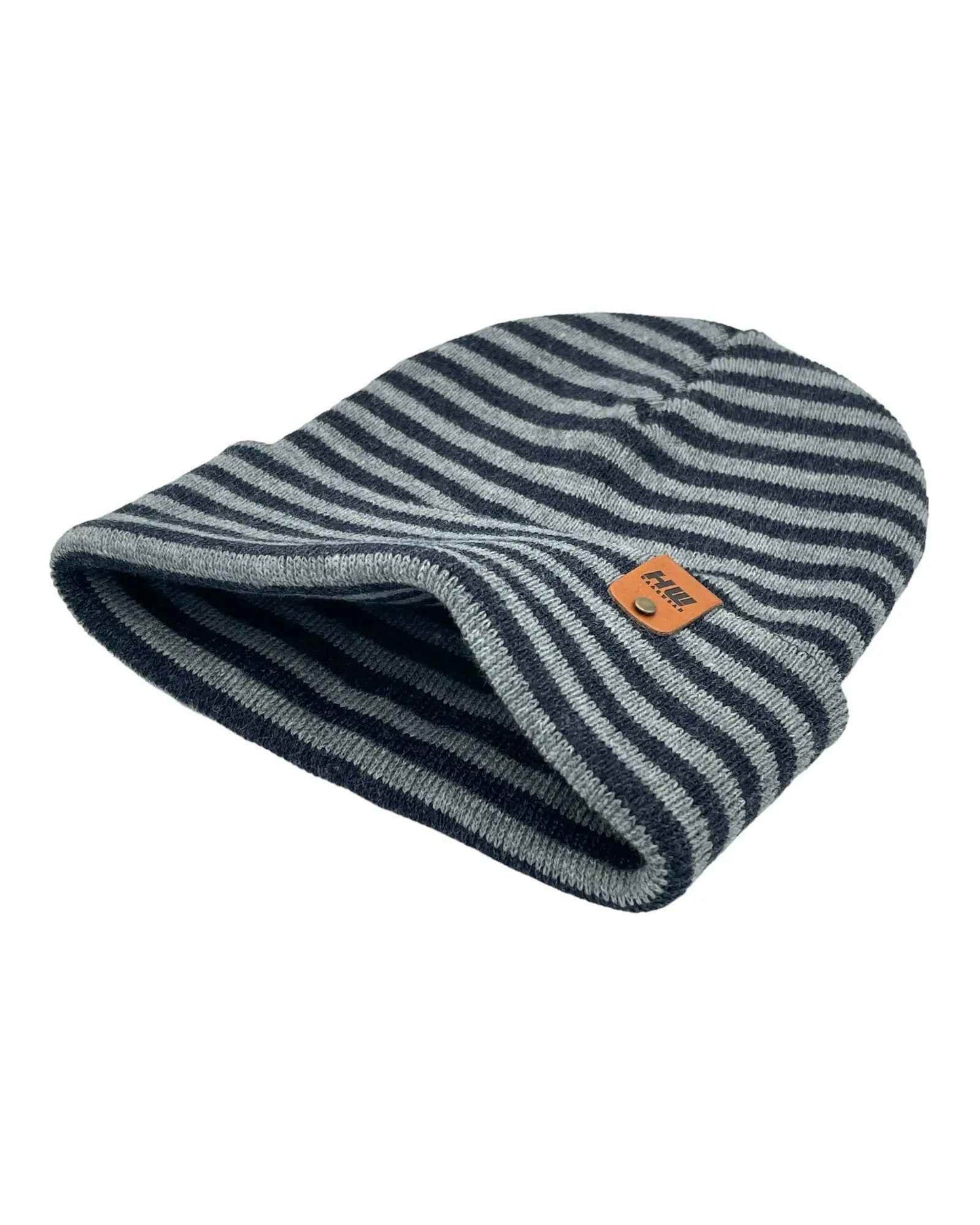Classic RoRo Cuffed Beanie, Gray and Denim Blue