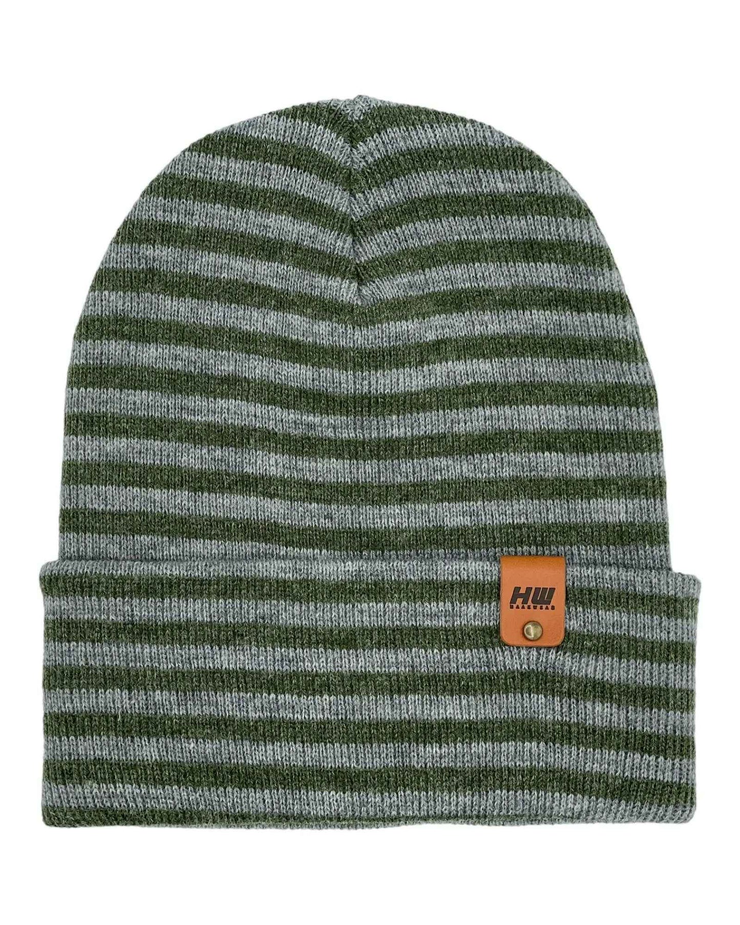 Classic RoRo Cuffed Beanie, Gray and Green