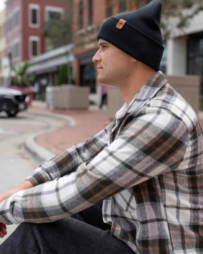 Classic Cuffed Beanie, Charcoal Black
