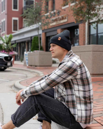 Classic Cuffed Beanie, Charcoal Black