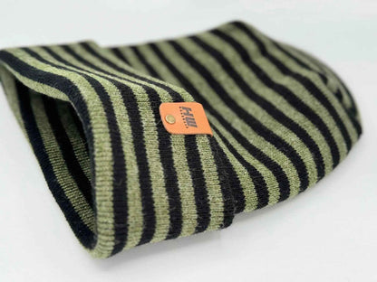 Patented H Stitch RoRo Cuffed Beanie, Black and Green
