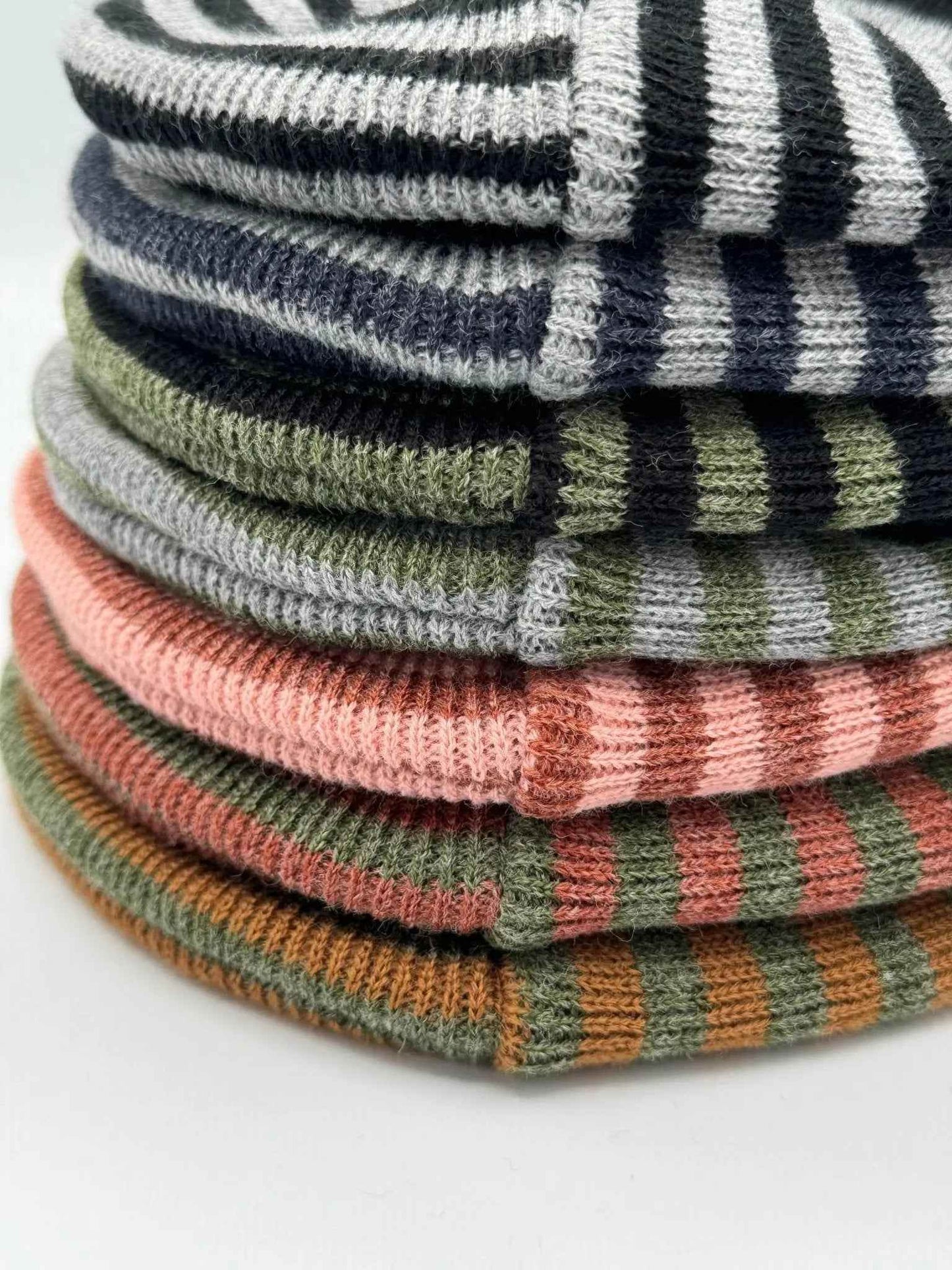 Patented H Stitch RoRo Cuffed Beanie, Burgundy and Green