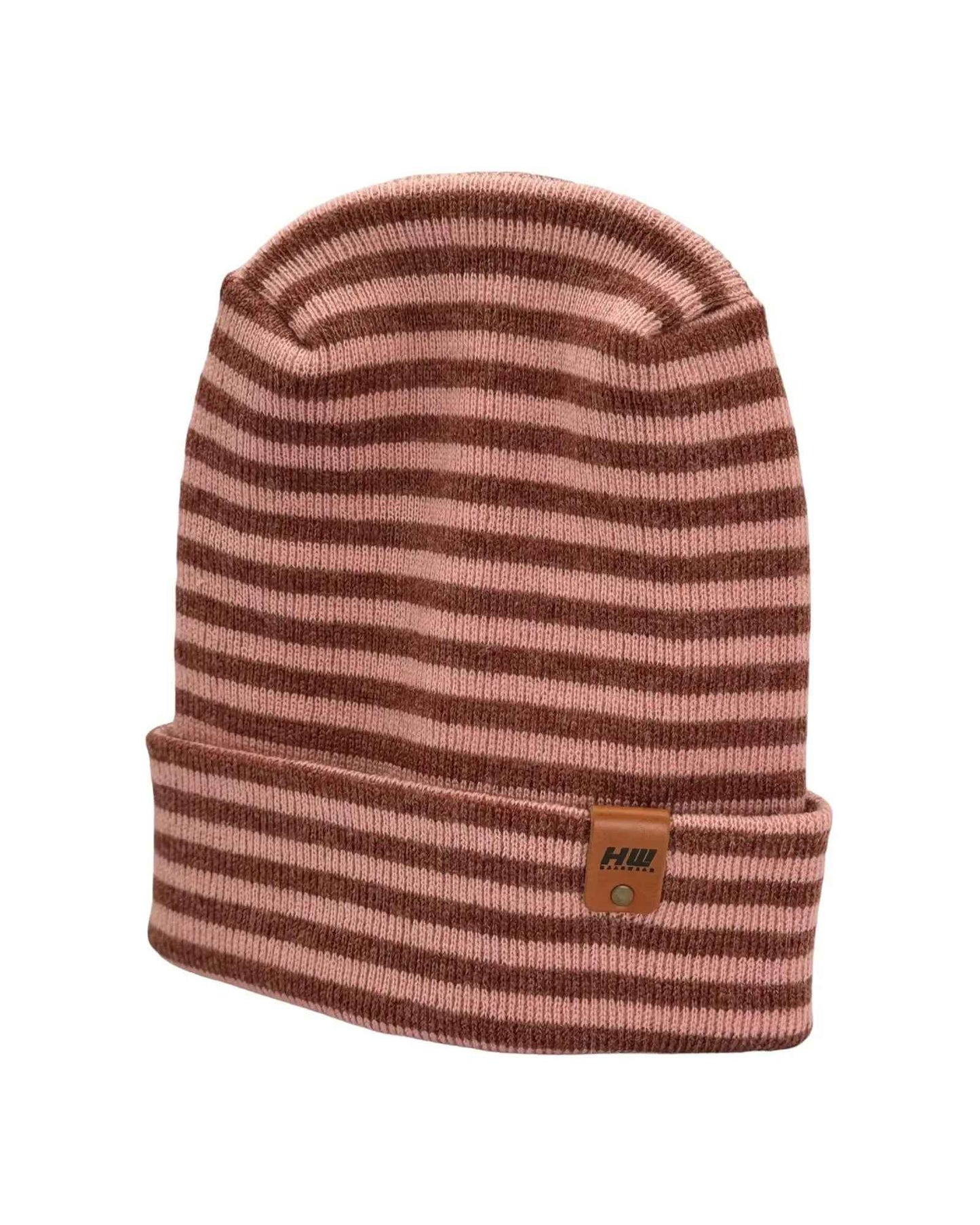 Patented H Stitch RoRo Cuffed Beanie, Burgundy and Pink