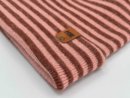 Patented H Stitch RoRo Cuffed Beanie, Burgundy and Pink