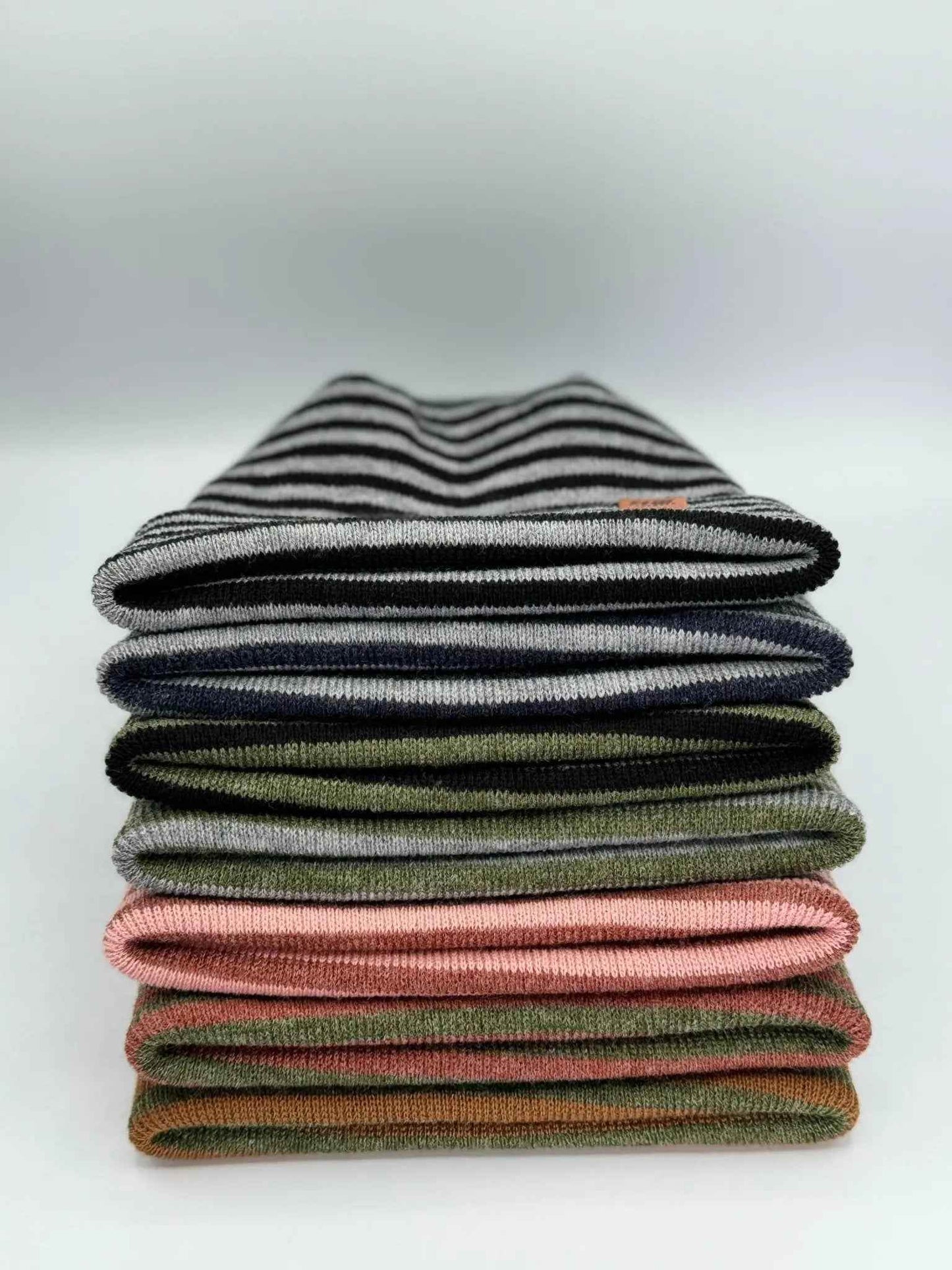 Patented H Stitch RoRo Cuffed Beanie, Gray and Denim Blue