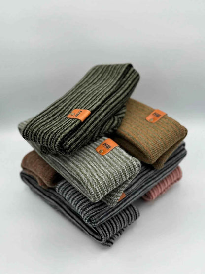 Classic Contrast Cuffed Beanie, Black and Green
