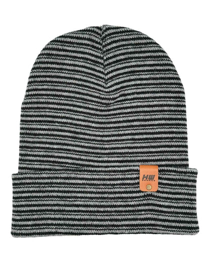 Classic Contrast Cuffed Beanie, Black and Gray