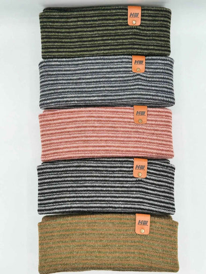 Classic Contrast Cuffed Beanie, Black and Gray