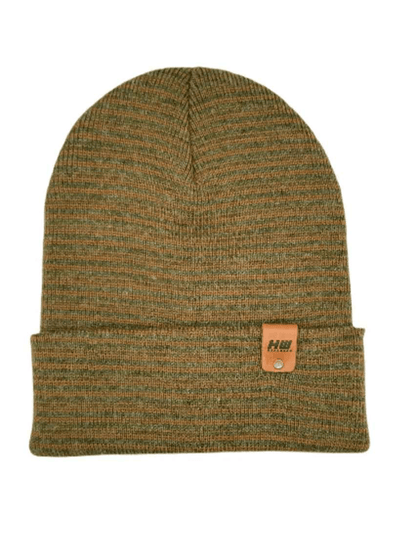 Classic Contrast Cuffed Beanie, Brown and Green