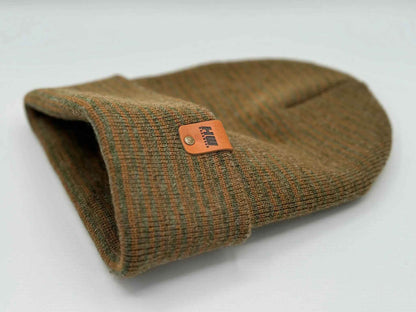 Classic Contrast Cuffed Beanie, Brown and Green