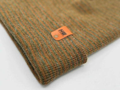 Classic Contrast Cuffed Beanie, Brown and Green