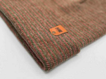 Classic Contrast Cuffed Beanie, Burgundy and Green