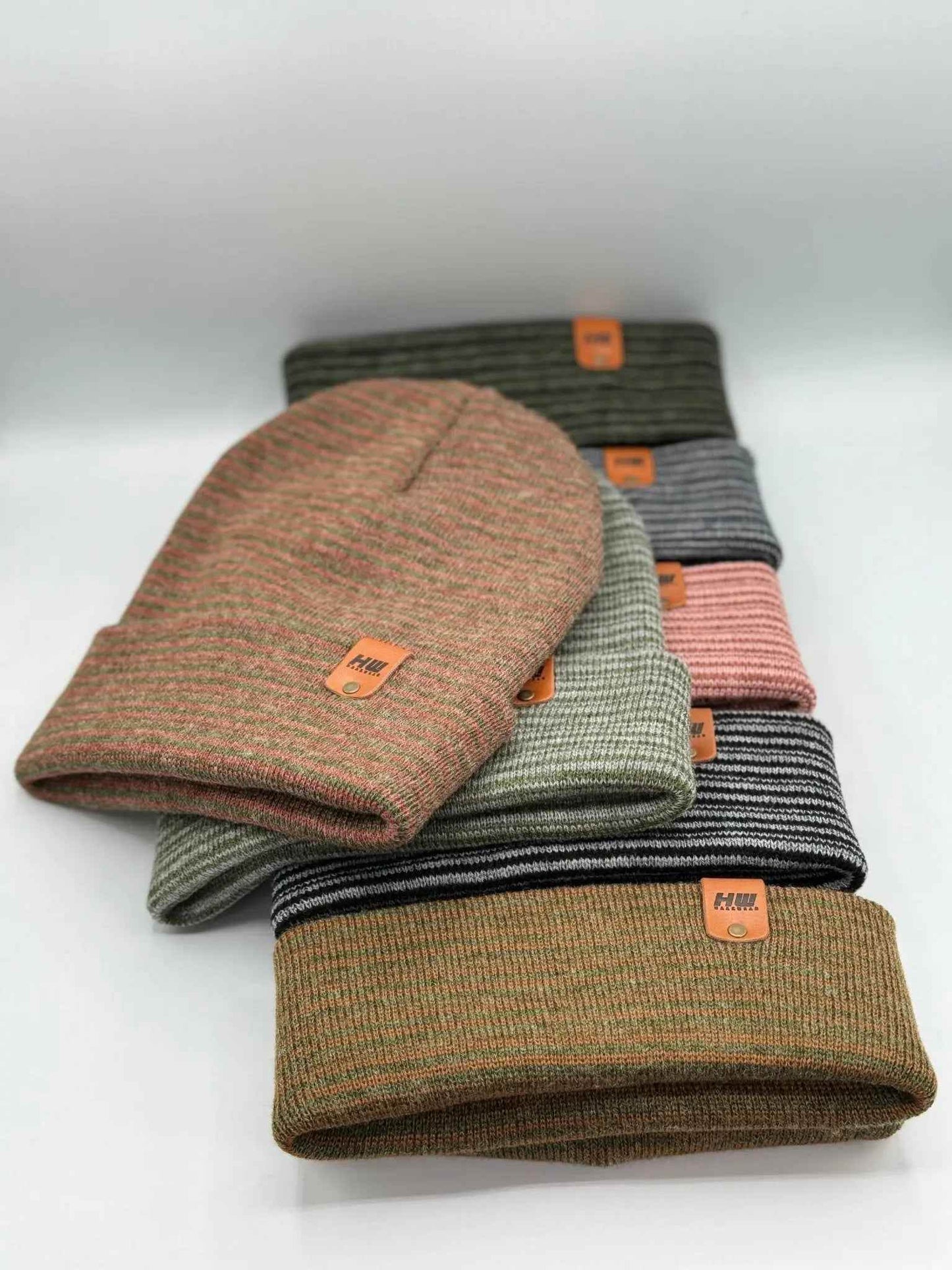 Classic Contrast Cuffed Beanie, Burgundy and Green
