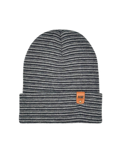 Classic Contrast Cuffed Beanie, Gray and Denim Blue