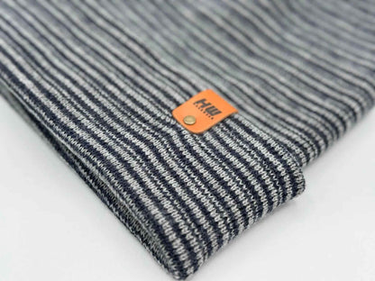 Classic Contrast Cuffed Beanie, Gray and Denim Blue