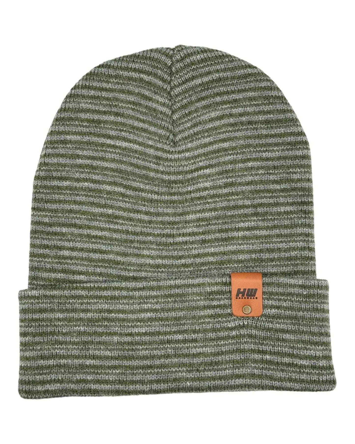 Classic Contrast Cuffed Beanie, Gray and Green